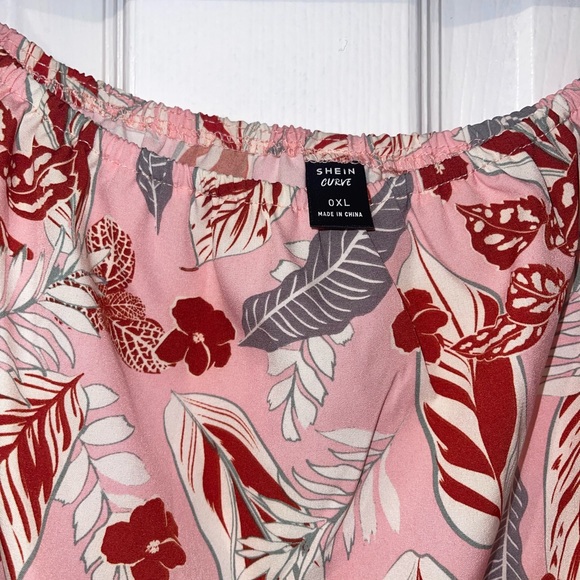 SHEIN - Tropical Print Knotted Bardot Blouse - Size 0X - Picture 7 of 9
